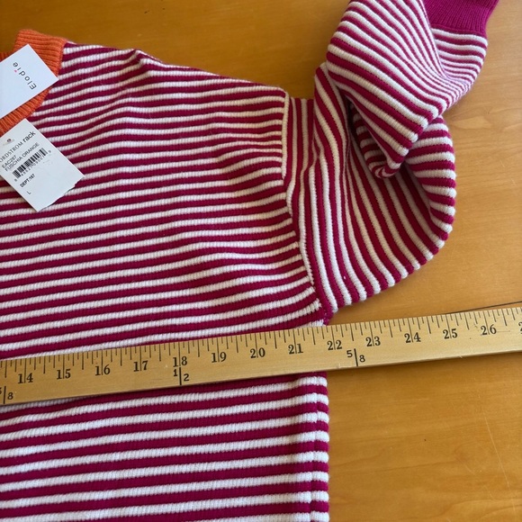 Elodie L NWT fuchsia pink orange and white striped crewneck sweater - Picture 8 of 10